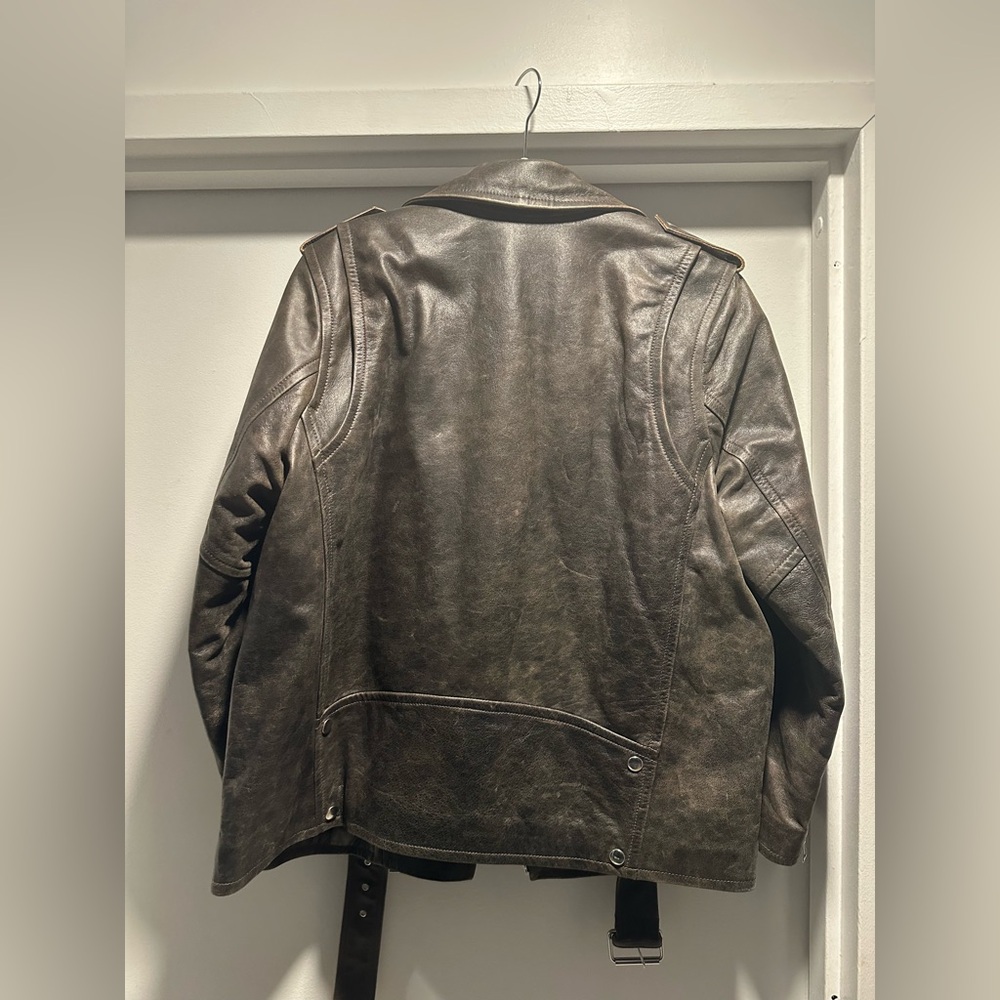 Madewell Distressed Leather Oversized Motorcycle Jacket - Picture 6 of 6